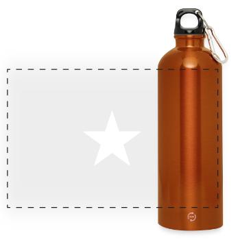White Star on Black Background - Panoramic Drinks Bottle with Carabiner 750 ml - burnt orange - Front