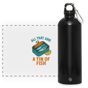 Retro Sardine Slice – Summer Pop - Panorama Trinkflasche mit Karabiner 750 ml - Schwarz - Vorne