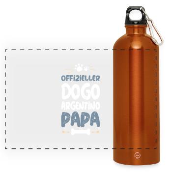 Offizieller Dogo Argentino Papa - Panorama Trinkflasche mit Karabiner 750 ml - Orange - Vorne