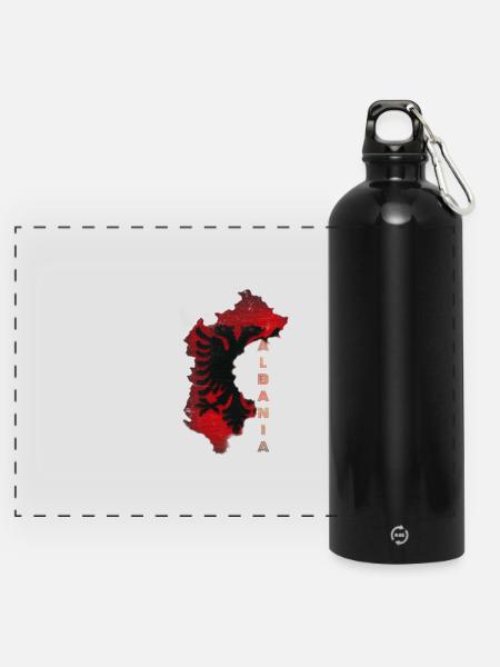 Albania - Panorama Trinkflasche mit Karabiner 750 ml - Schwarz
