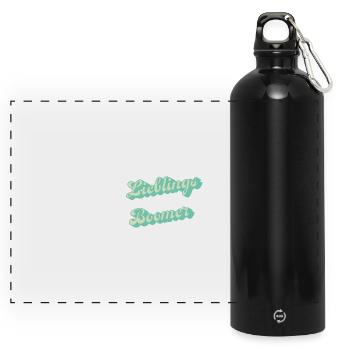 Lieblings Boomer Retro Script - Panorama Trinkflasche mit Karabiner 750 ml - Schwarz - Vorne