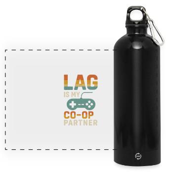 Lag Is My Co-Op Partner – T-Shirt Gamer Rétro Humo - Gourde panoramique avec mousqueton 750 ml - noir - Devant