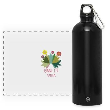 Bonne fete maman - Gourde panoramique avec mousqueton 750 ml - noir - Devant