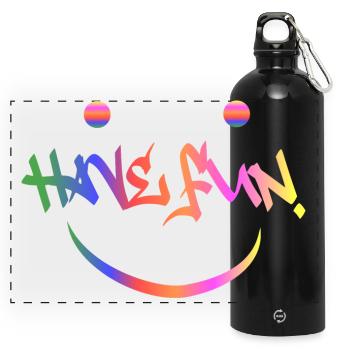 Hab Spaß - Panorama Trinkflasche mit Karabiner 750 ml - Schwarz - Vorne