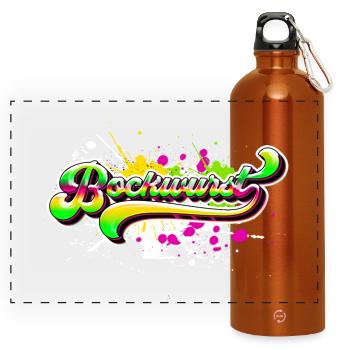 Bockwurst Graffiti - Panorama Trinkflasche mit Karabiner 750 ml - Orange - Vorne