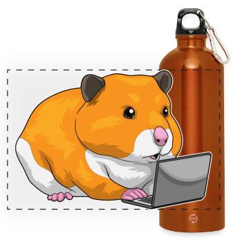 Hamster Laptop - Panoramic Drinks Bottle with Carabiner 750 ml - burnt orange - Front