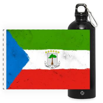 Drapeau de la Guinée équatoriale - Gourde panoramique avec mousqueton 750 ml - noir - Devant