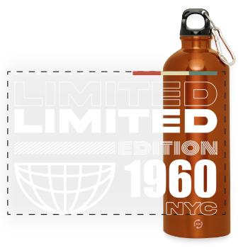 Born in 1960 Birthday 1960 - 65 Years Retro - Panoramic Drinks Bottle with Carabiner 750 ml - burnt orange - Front