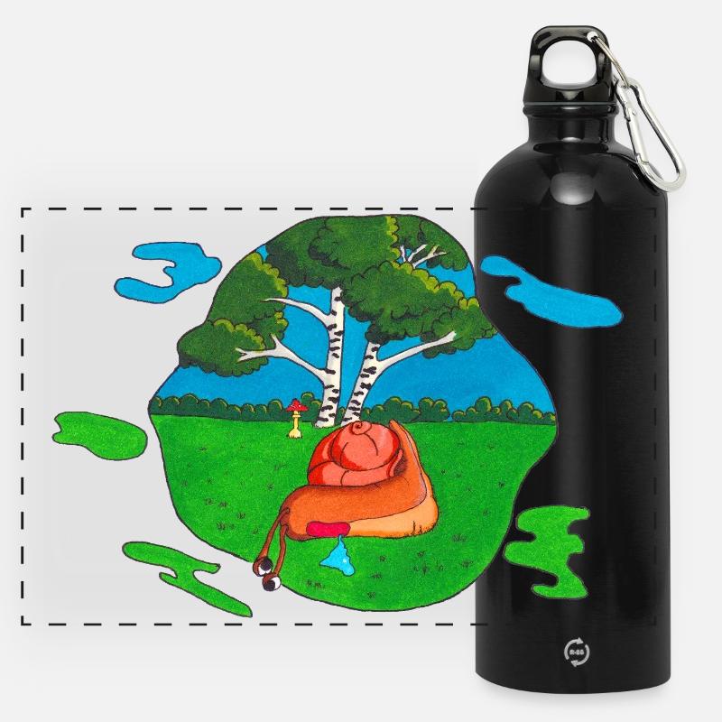 Champignon pour le dos - Gourde panoramique avec mousqueton 750 ml - noir