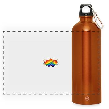 Double Heart Rainbow Splendor - Panoramic Drinks Bottle with Carabiner 750 ml - burnt orange - Front