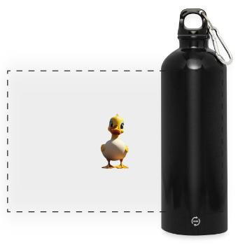 Quirky Cartoon Duck Character - Panoramic Drinks Bottle with Carabiner 750 ml - black - Front