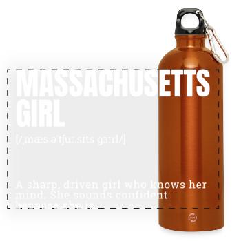 Massachusetts Girl: Selbstbewusste Kraft - Panorama Trinkflasche mit Karabiner 750 ml - Orange - Vorne