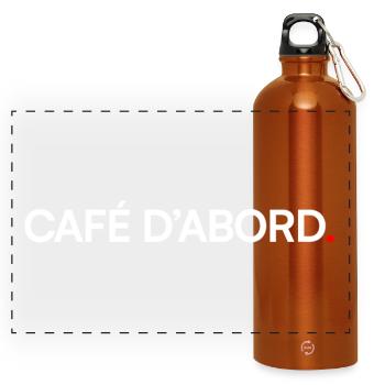 CAFÉ D’ABORD – Humour bureau lundi matin - Gourde panoramique avec mousqueton 750 ml - orange - Devant