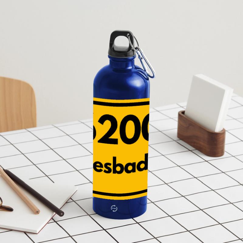OLD POSTCODE POSTCODE RETRO 6200 WIESBADEN Panoramic Drinks Bottle with Carabiner 750 ml