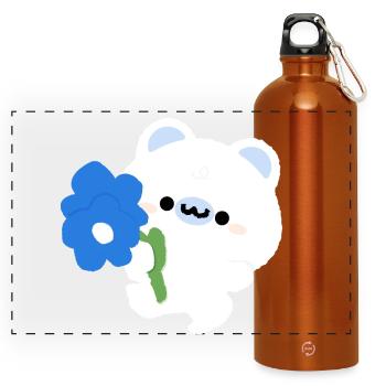 Ours polaire romantique - Gourde panoramique avec mousqueton 750 ml - orange - Devant
