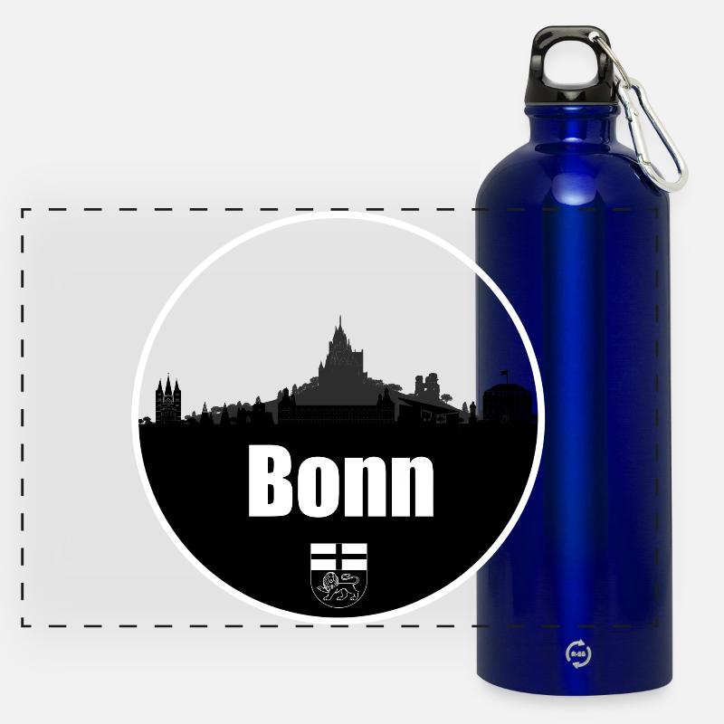 Bonn Transparency Skyline - Panoramic Drinks Bottle with Carabiner 750 ml - royal blue