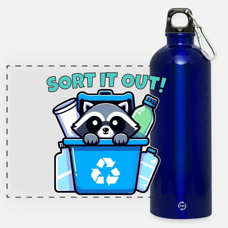SORT IT OUT! - Panoramic Drinks Bottle with Carabiner 750 ml - royal blue