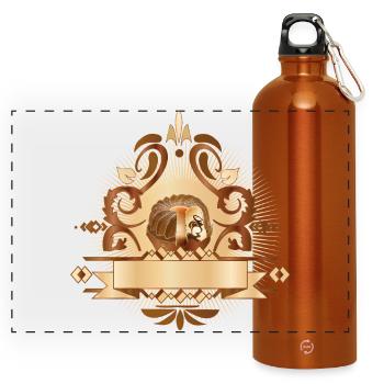 Marble cake motif decorated with ornaments - Panoramic Drinks Bottle with Carabiner 750 ml - burnt orange - Front