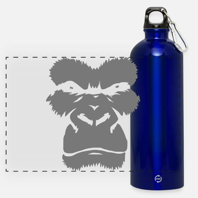 Wild Monkey Silhouette Graphic - Panoramic Drinks Bottle with Carabiner 750 ml - royal blue