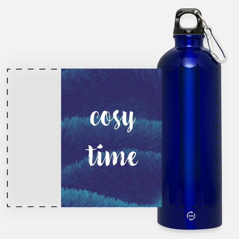 Cozy Night / Time with Plush Texture - Panoramic Drinks Bottle with Carabiner 750 ml - royal blue