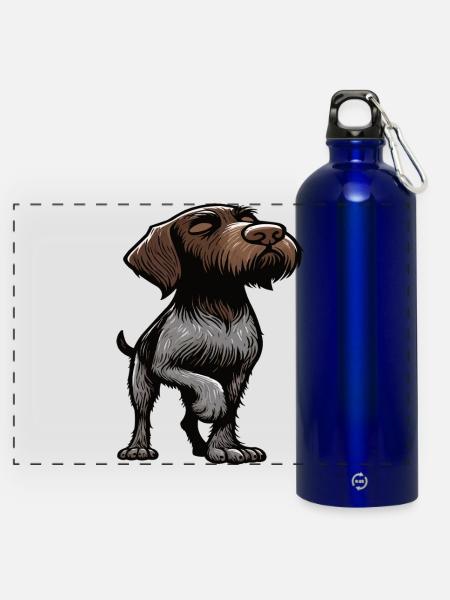 Deutsch Drahthaar Deutsch-Drahthaar Besitzer - Panorama Trinkflasche mit Karabiner 750 ml - Königsblau