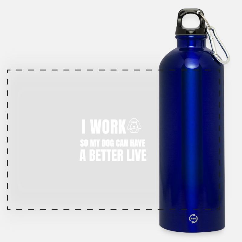 I work to make my dog live better - Panoramic Drinks Bottle with Carabiner 750 ml - royal blue