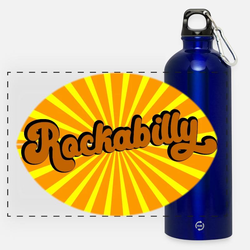 Rockabilly Vibes Retro - Panoramic Drinks Bottle with Carabiner 750 ml - royal blue