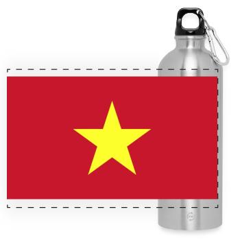 Vietnam National Flag - Panoramic Drinks Bottle with Carabiner 750 ml - silver - Front