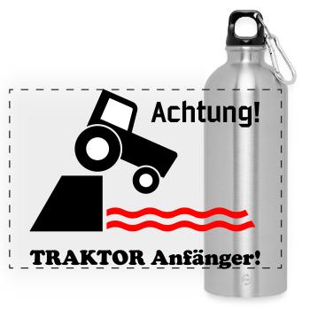 Tractor Beginners - Panoramic Drinks Bottle with Carabiner 750 ml - silver - Front