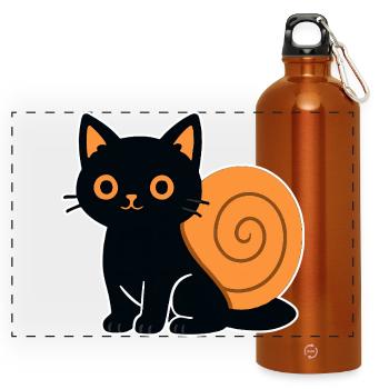Cat silhouette in orange - Panoramic Drinks Bottle with Carabiner 750 ml - burnt orange - Front