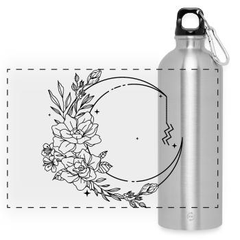 Aquarius astrology - Panoramic Drinks Bottle with Carabiner 750 ml - silver - Front