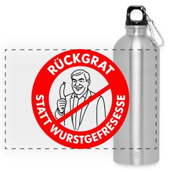 Colonne vertébrale au lieu de manger des saucisses ! COULEURS SOUHAITÉES Bande dessinée - Gourde panoramique avec mousqueton 750 ml - argent clair - Devant