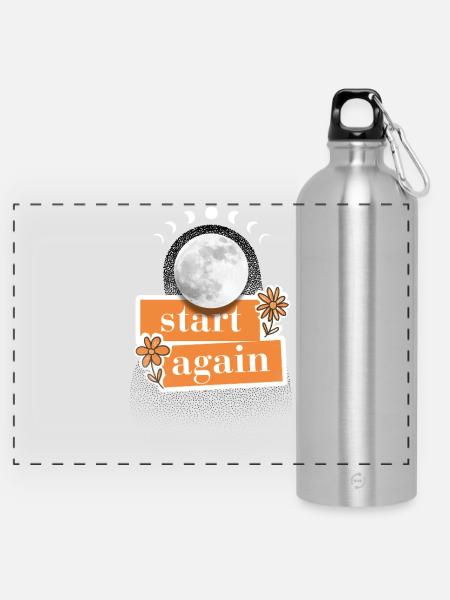 Start again - Panorama Trinkflasche mit Karabiner 750 ml - Lightsilver