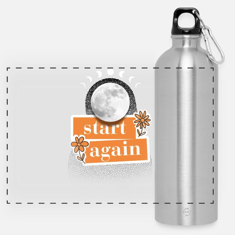 Start again - Panorama Trinkflasche mit Karabiner 750 ml - Lightsilver