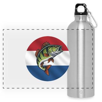 Pêche à la perche aux Pays-Bas - Gourde panoramique avec mousqueton 750 ml - argent clair - Devant