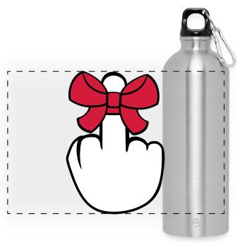 wichser mittelfinger zeigen beleidigen fick dich f - Panorama Trinkflasche mit Karabiner 750 ml - Lightsilver - Vorne