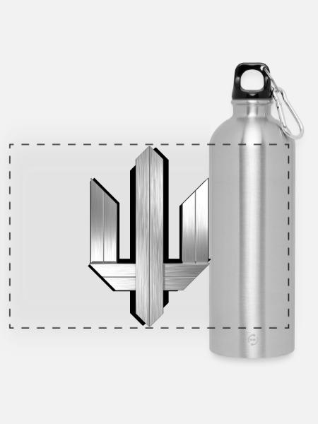 Ukraine Wappen - Panorama Trinkflasche mit Karabiner 750 ml - Lightsilver