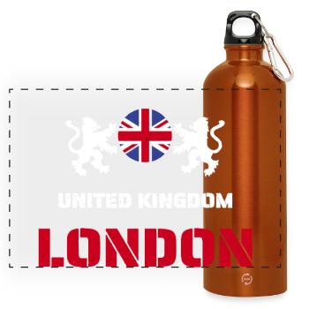 Londres, Royaume-Uni, design du Lion Union Jack - Gourde panoramique avec mousqueton 750 ml - orange - Devant