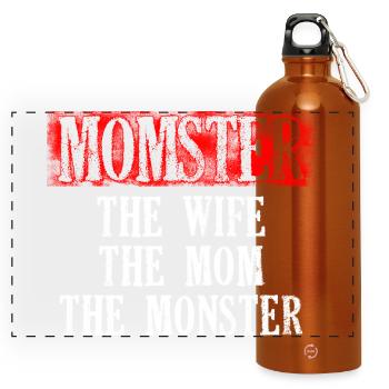 Monster The Wife The Mom Typography Design - Panorama Trinkflasche mit Karabiner 750 ml - Orange - Vorne