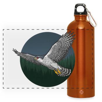 Goshawk Accipiter Gentilis Bird of Prey - Panoramic Drinks Bottle with Carabiner 750 ml - burnt orange - Front