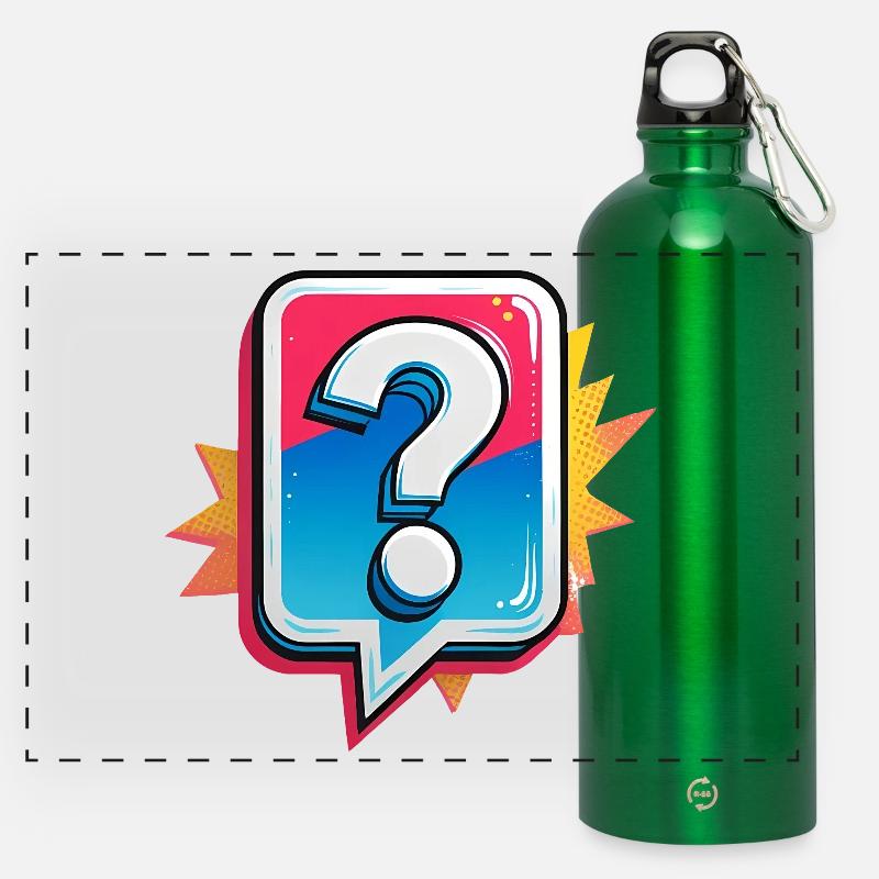 Question mark - Panoramic Drinks Bottle with Carabiner 750 ml - kelly green