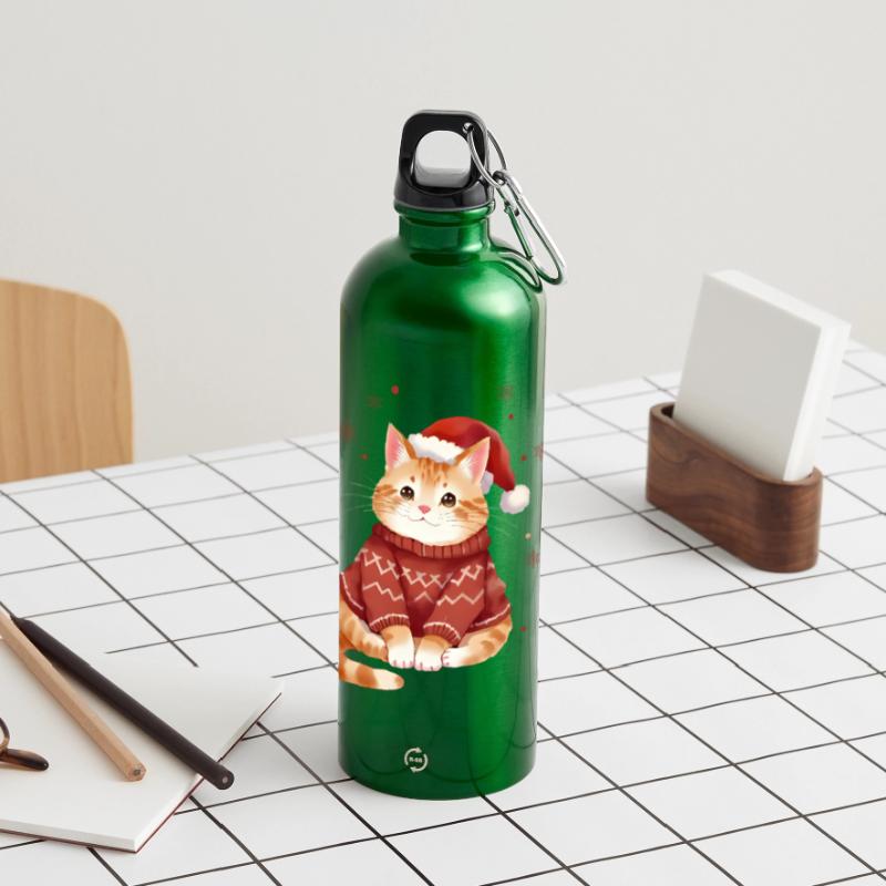 Conception de pull de Noël chat confortable Gourde panoramique avec mousqueton 750 ml
