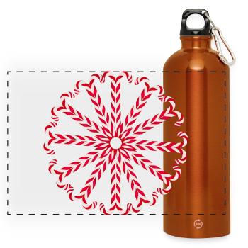 Mandala festif en canne de bonbon rouge et blanc - Gourde panoramique avec mousqueton 750 ml - orange - Devant
