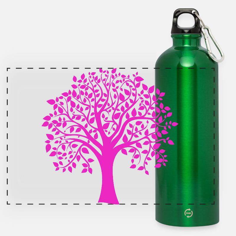 Base Pink Jumbo Tree Print Silhouette - Panoramic Drinks Bottle with Carabiner 750 ml - kelly green