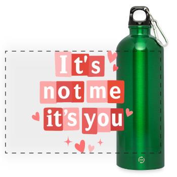 Ich bin es nicht, sondern du lustiges Valentinszitat - Panorama Trinkflasche mit Karabiner 750 ml - Kelly Green - Vorne