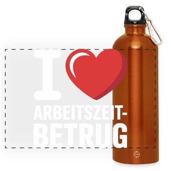 J’aime Temps de travail Fraude Pas de crime Bureau de l’emploi - Gourde panoramique avec mousqueton 750 ml - orange - Devant