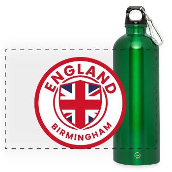 Birmingham-England-Emblemflagge - Panorama Trinkflasche mit Karabiner 750 ml - Kelly Green - Vorne