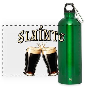 Sláinte - Irish toast with beer - Panoramic Drinks Bottle with Carabiner 750 ml - kelly green - Front