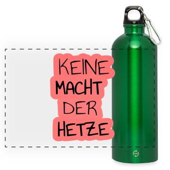 No Power of Agitation Digital Word Art - Panoramic Drinks Bottle with Carabiner 750 ml - kelly green - Front