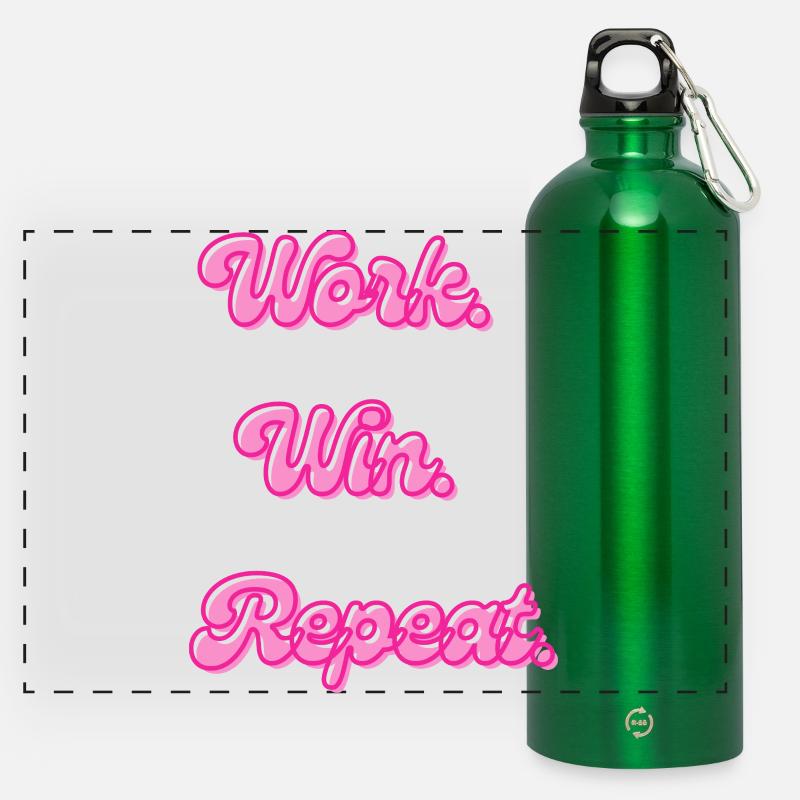 Work Win Repeats Retro Neon - Panoramic Drinks Bottle with Carabiner 750 ml - kelly green